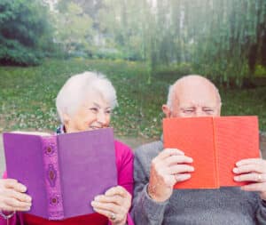 Elderly reading books